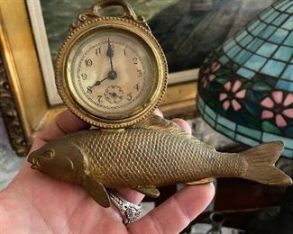 Antique brass KOI? Fish clock 