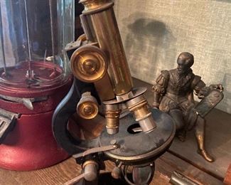 Antique brass microscope