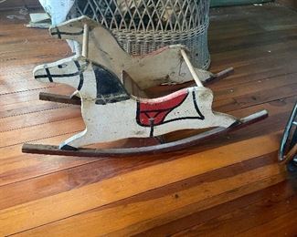 antique wood rocking horse 