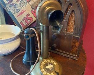 Antique candle stick rotary telephone 