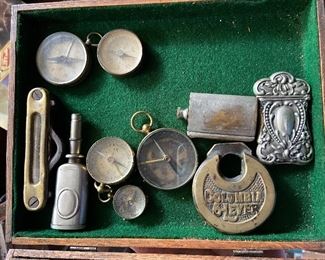 Antique Lock and Compass plus match safe