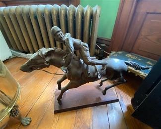 Antique Racehorse Bronze Statue