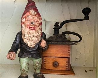 Hubley Gnome Cast Iron Door Stop Rare 