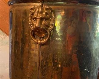 brass planter with lions