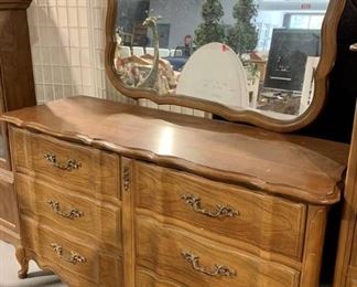 Bassett Crown Cherry Collection Dresser and Mirror