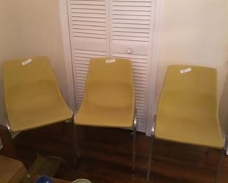 Fiber plastic form chairs with chrome legs. There are six of these. All located in school house.