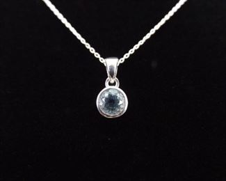 .925 Sterling Silver Faceted Topaz Pendant Necklace

