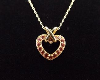 .925 Sterling Silver Citrine Heart Vermeil Pendant Necklace
