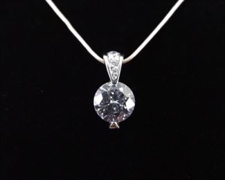 .925 Sterling Silver Crystal Zirconia Pendant Necklace
