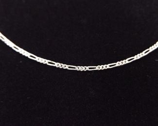 .925 Sterling Silver Figaro Link Necklace
