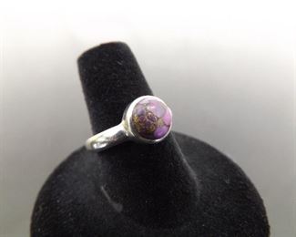 .925 Sterling Silver Mohave Purple Turquoise Cabochon Ring Size 7.5
