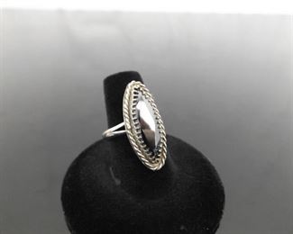 .925 Sterling Silver Faceted Hematite Ring Size 7
