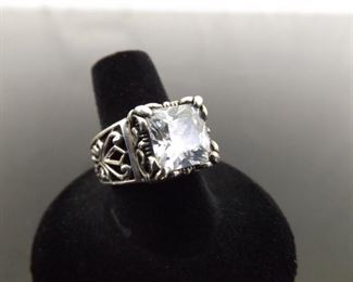 .925 Sterling Silver SILPADA Princess Cut Crystal Zirconia Ring Size 8
