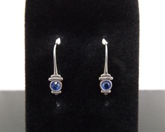 .925 Sterling Silver Sapphire Crystal Hook Earrings

