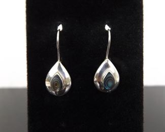 .925 Sterling Silver Blue Abalone Hook Earrings
