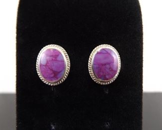 .925 Sterling Silver Mojave Purple Turquoise Post Earrings
