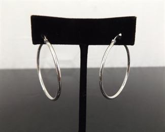 .925 Sterling Silver Hoop Post Latch Earrings

