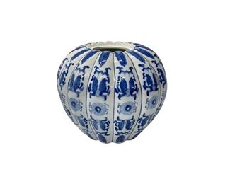 Chinoiserie Blue and White Pumpkin Ginger Jar