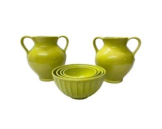 Chartreuse Vases and Mixing Bowls
