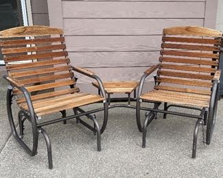 Wood Glider Chairs w/Table - one unit