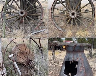 Wagon Wheel & Logging Wigwam Burner Top - Rustic Decor