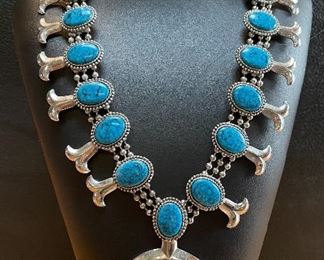 Very Pretty Faux Turquoise Squash Blossom 