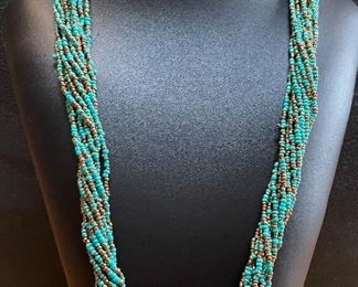 Turquoise Colored Multi-strand Beaded Necklace 