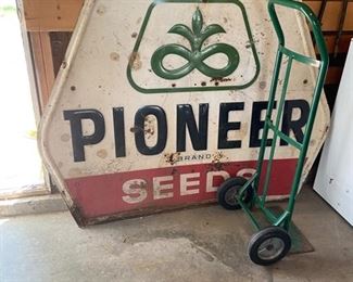 Large Pioneer Seed enamel sign