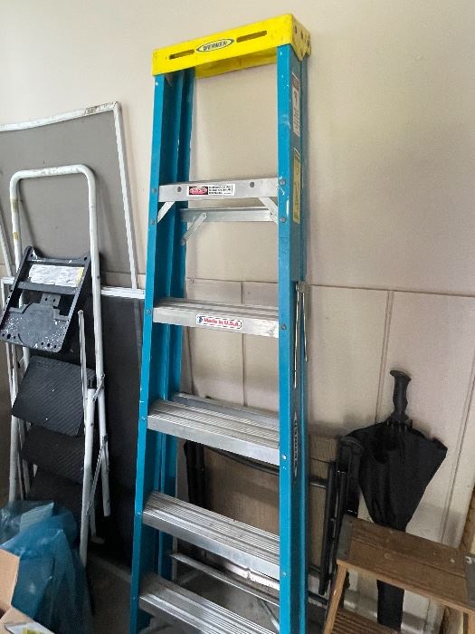 2 ladders , 6’ and a 36’ or longer extension ladder