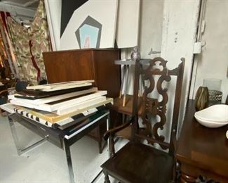 Antique chair, cute desk, MORE ART