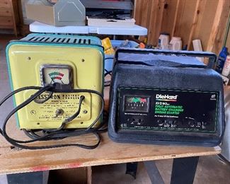 Esstron vintage battery charger (super cool colors!), DieHard battery charger