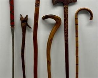Carved Wooden Canes Etc 