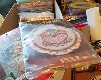 Needlework kits (some new/some opened). So many dreams in these boxes. Get a few to make pretty things. Mary Frances would be happy.