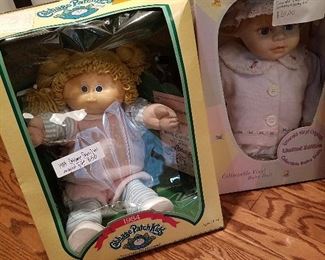 vintage dolls (Cabbage Patch) in original packaging. Mary Frances saved everything.