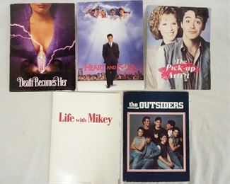 1017 LOT OF FIVE MOVIE PRESS KITS. LOT INCLUDES, DEATH BECOMES HER; CONTAINS 9 STILLS PRODUCTION INFO & SCREENING INVITATIONS, THE OUTSIDERS; CONTAINS 7 STILLS, THE PICK UP ARTIST; CONTAINS 3 STILLS & PRODUCTION INFO, HEART & SOULS; CONTIANS 8 STILLS & A SCREENING INVITATION. & LIFE W/ MIKEY; CONTAINS 6 STILLS FOUR OF WHICH ARE SIGNED & PRODUCTION INFO.