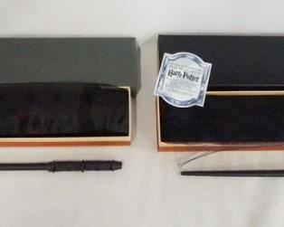 1038 LOT OF TWO HARRY POTTER THE NOBLE COLLECTION WAND REPLICAS, LOT INCLUDES PROFESSOR SNAPE & NARCISSA MALFOY REPLICAS W/ ORIGINAL BOXES.