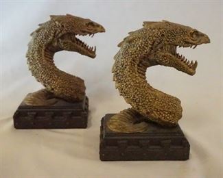 1047 PAIR OF HARRY POTTER BASILISK SNAKE BOOKENDS. 7 1/4 IN H APP. 5 IN W