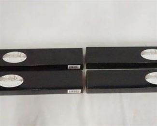 1054 LOT OF FOUR HARRY POTTER THE NOBLE COLLECTION WAND REPLICAS. LOT INCLUDES, VINCENT CRABBE, KATIE BELL, YAXLEY, & SCABIOR. ALL COME W/ ORIGINAL BOXES.