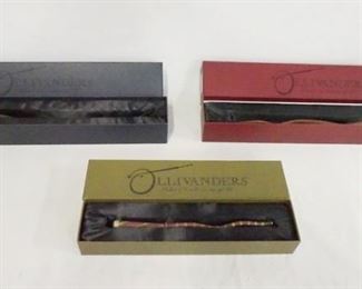 1069 LOT OF THREE WIZARDING WORLD OF HARRY POTTER *OLLIVANDERS* WANDS LOT INCLUDES WILLOW, OAK, & ALDER. IN ORIGINAL BOXES