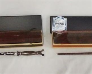 1106 LOT OF TWO HARRY POTTER THE NOBLE COLLECTION WAND REPLICAS, LOT INCLUDES; PROFESSOR SLUGHORN & FENRIR GREYWOLF, W/ ORIGINAL BOXES.
