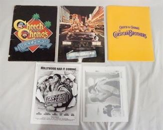 1131 LOT OF THREE CHEECH & CHONG MOVIE PRESS KITS & JAY & SILENT BOB STRIKE BACK. LOT CONTAINS PRESS KITS FOR CHEECH & CHONG FILMS; THINGS ARE TOUGH ALL OVER- CONTAINS 7 STILLS & PRODUCTION INFO. CHEECH & CHONG'S THE CORSICAN BROTHERS- CONTAINS 3 STILLS & PRODUCTION INFO. CHEECH & CHONGS NEXT MOVIE-CONTAINS 14 STILLS & PRODUCTION INFO. & 5 STILLS ALONG W/ PRODUCTION INFO FOR JAY & SILENT BOB STRIKE BACK