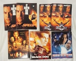1135 LOT OF SEVEN ACTION MOVIE PRESS KITS, LOT CONTAINS CHAIN REACTION, BLACK DOG, THE MUMMY RETURNS, 2 CONAIR (ONE CONTAINS A SIGNED PRINT), & TWO SPEED PRESS KITS. KITS CONTAIN STILLS PRODUCTION INFO ETC.