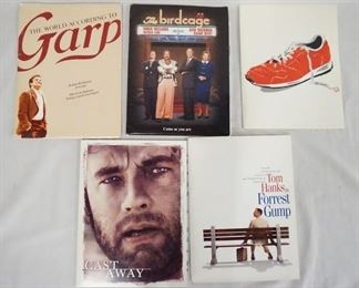 1142 LOT OF FIVE MOVIE PRESS KITS INCLUDING THE WORLD ACCORDING TO GARP; CONTAINS 7 STILLS & PRODUCTION INFO. THE BIRDCAGE; CONTAINS 14 STILLS, A SIGNED PRINT & PRODUCTION INFO. CASTAWAY; CONTAINS 5 STILLS INCLUDING ONE SIGNED A SIGNED PRINT, 2 35MM SLIDES & PRODUCTION INFO. FOREST GUMPL CONTAINS 7 STILLS & PRODUCTION INFO. & THE MAN WITH THE RED SHOE; CONTAINS 5 STILLS & A SCREENING INVITATION