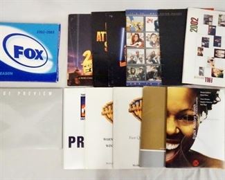 1157 LARGE LOT OF 13 PROMOTIONAL PRESS KITS FROM TV/MOVIE STUDIOS. KITS CONTAINS INFORMATION ON UPCOMING TV SERRIES & MOVIES. MANY ALSO CONTAIN PRINTS, 35MM SLIDES ETC.