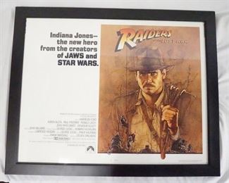 1159 ORIGINAL 1981 PROMOTIONAL RAIDERS OF THE LOST ARK POSTER, HAS BEEN PROFFESIONALY FRAMED. 31 IN X 25 IN INCLUDING FRAME
