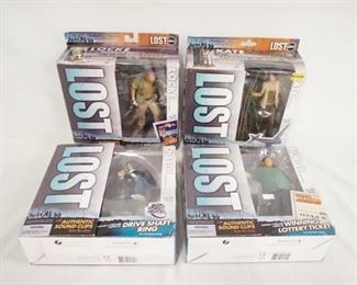 1167 LOT OF FOUR LOST SEASON 1 MCFARLANE TOYS ACTION FIGURES W/ ORIGINAL BOXES. LOT INCLUDES CHARLIE, HURLEY, KATE, & LOCKE.