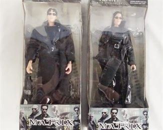 1169 LOT OF TWO THE MATRIX DOLLS W/ ORIGINAL BOXES BY N2 TOYS. LOT INCLUDES NEO & TRINITY