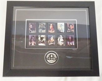 1187 FRAMED LIMITED EDITION NO. 789/1977 STAR WARS 25TH ANNIVERSARY PIN SET W/ COA. 17 1/4 IN X 15 IN.