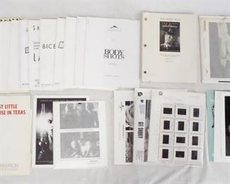 1204 LARGE LOT OF FILM MEMORABILIA CONTAINING STILLS, & PRODUCTION INFO FROM VARIOUS FILMS INCLUDING; THE BEST LITTLE WHORE HOUSE IN TEXAS, A SCRIPT FOR THE GREEN MILE, BURIED ALIVE II, GET SHORTY, THE OTHERS, TOM & VIV, THE IMPOSTERS, SAWBONES, PRODUCTION INFO FOR; BODY SHOTS, MANSFIELD PARK, LAST DANCE, BICENTENNIAL MAN, INSPECTOR GADGET, MISERY, BREAKFAST OF CHAMPIONS, ROSETTA, HAPY TEXAS, & THE GOSPEL ROAD.