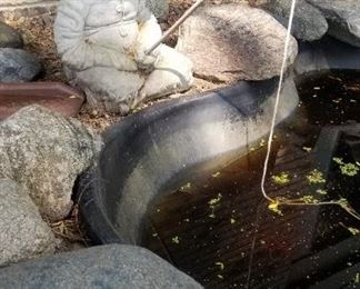 Concrete Garden Statue ~ Asian Fisherman Water Feature